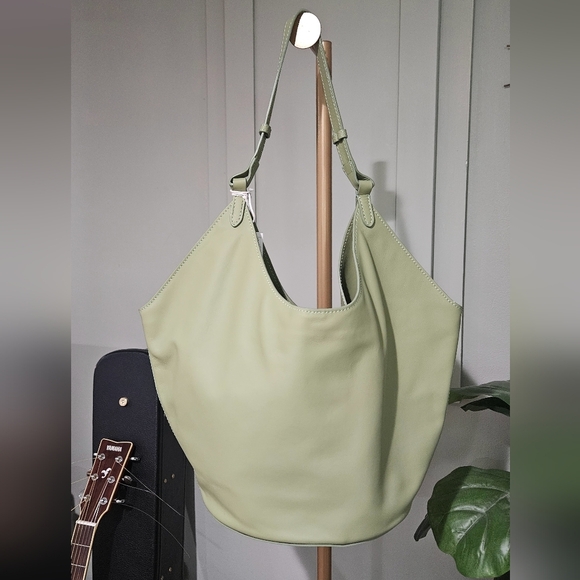 VIOLA CASTELLANI Made ln Italy Leather Hobo With Oval Bottom.Sage. NWT - Picture 8 of 16